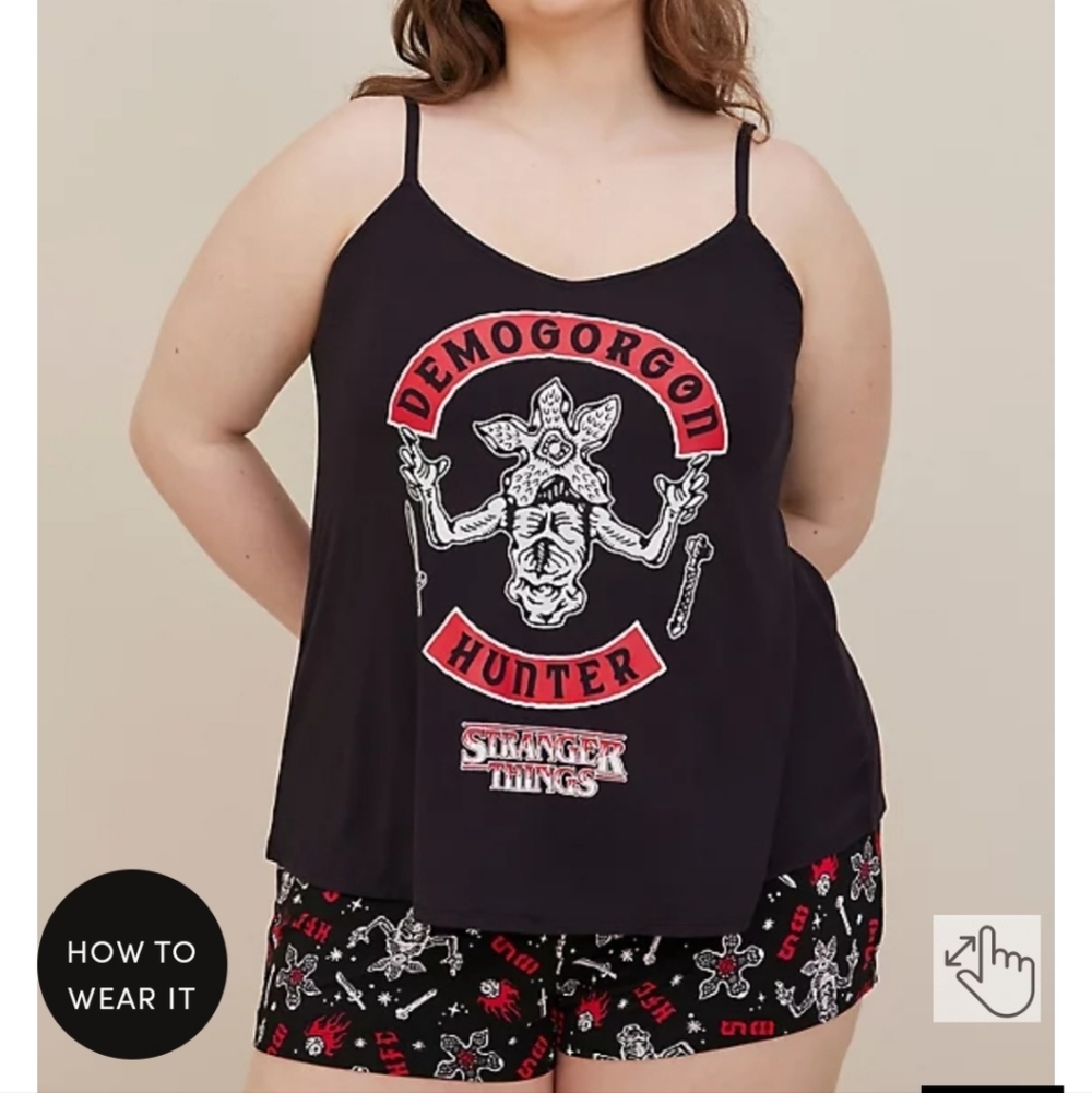 🆕️ STRANGER THINGS CAMI SLEEP TANK & SLEEP SHORTS SET - SUPER SOFT BLACK